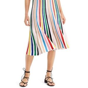 JCrew Black Label Rainbow Stripe Knit Flowy Pull On A-Line Skirt Women's XXS